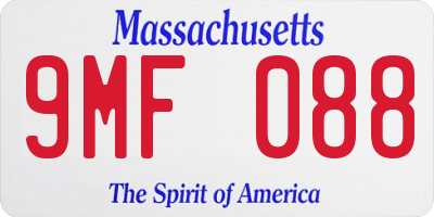 MA license plate 9MF088