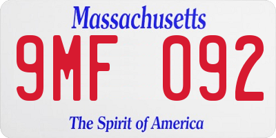 MA license plate 9MF092