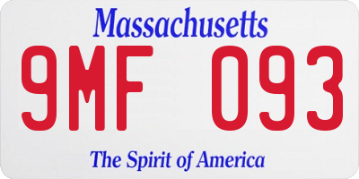 MA license plate 9MF093