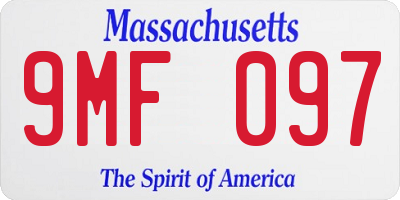 MA license plate 9MF097