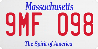 MA license plate 9MF098