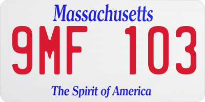 MA license plate 9MF103