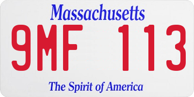 MA license plate 9MF113