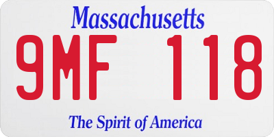MA license plate 9MF118