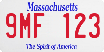 MA license plate 9MF123