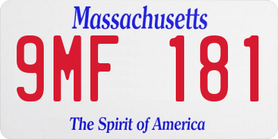 MA license plate 9MF181