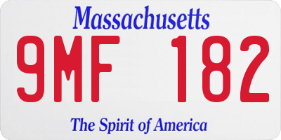MA license plate 9MF182