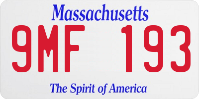 MA license plate 9MF193