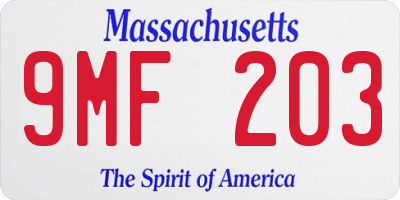 MA license plate 9MF203