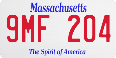 MA license plate 9MF204