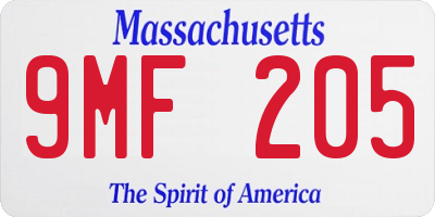 MA license plate 9MF205