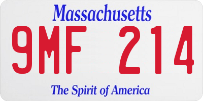 MA license plate 9MF214