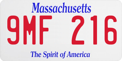 MA license plate 9MF216