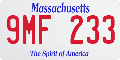 MA license plate 9MF233