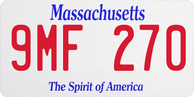 MA license plate 9MF270