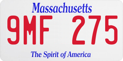 MA license plate 9MF275