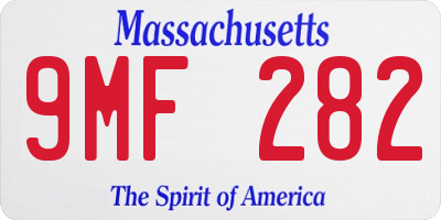 MA license plate 9MF282