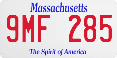 MA license plate 9MF285