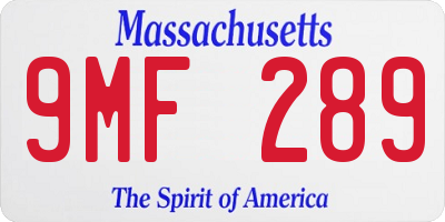 MA license plate 9MF289