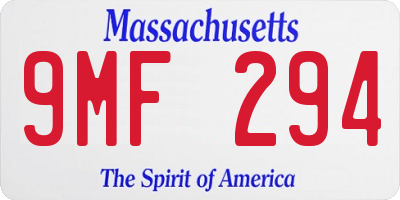 MA license plate 9MF294