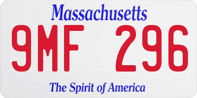MA license plate 9MF296