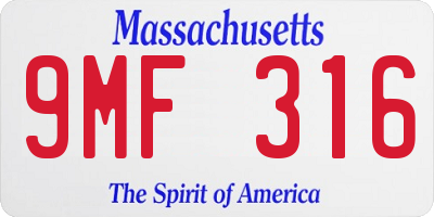 MA license plate 9MF316