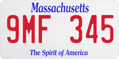 MA license plate 9MF345