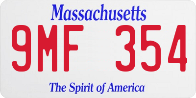 MA license plate 9MF354