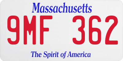 MA license plate 9MF362