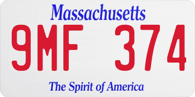 MA license plate 9MF374