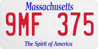 MA license plate 9MF375