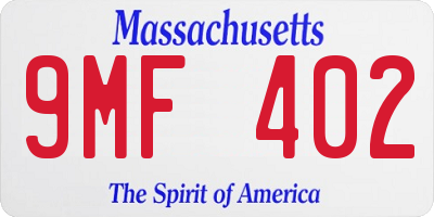 MA license plate 9MF402