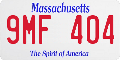 MA license plate 9MF404