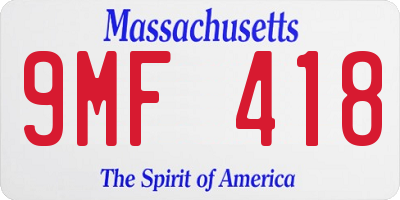 MA license plate 9MF418