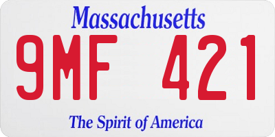 MA license plate 9MF421