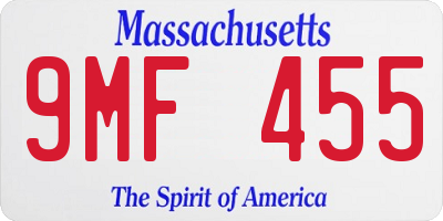 MA license plate 9MF455
