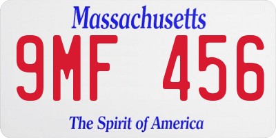MA license plate 9MF456