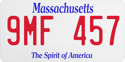 MA license plate 9MF457