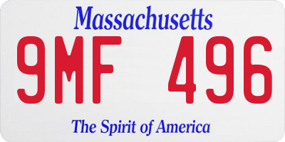 MA license plate 9MF496