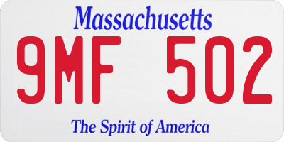 MA license plate 9MF502