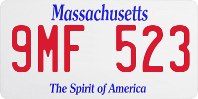 MA license plate 9MF523