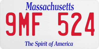 MA license plate 9MF524