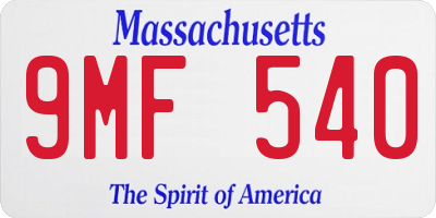 MA license plate 9MF540