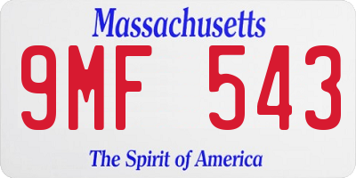 MA license plate 9MF543