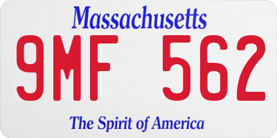 MA license plate 9MF562