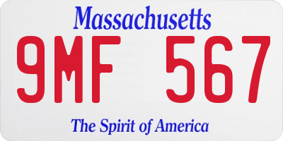 MA license plate 9MF567