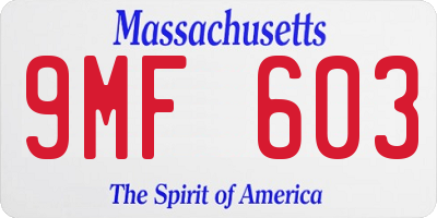MA license plate 9MF603