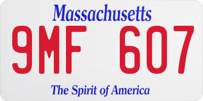 MA license plate 9MF607