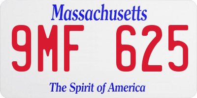 MA license plate 9MF625