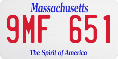 MA license plate 9MF651